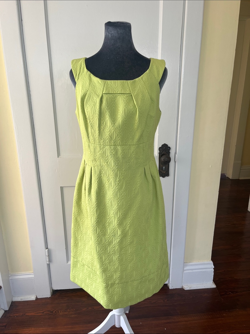K Studio Textured Lime Green Sleeveless Midi Dress